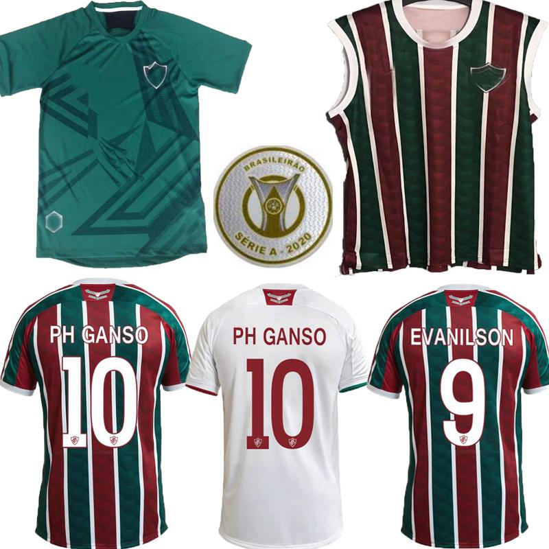 

20 21 Fluminense goalkeeper Green PH GANSO soccer jersey Silveira Marcos Paulo Nascimento Evanilson 2020 2021 Fluminense vest football shirt, Black;yellow