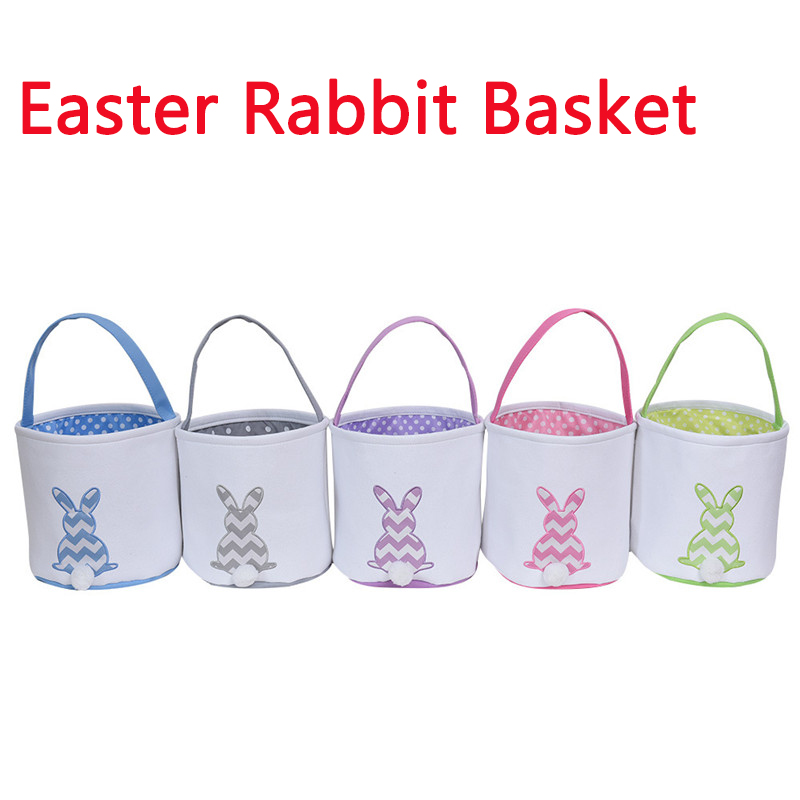5 styles lapin de pâques seau festif ligne ondulée corps de lapin panier portable mignon pompon queue moelleuse sac fourre-tout oeufs chasse sac