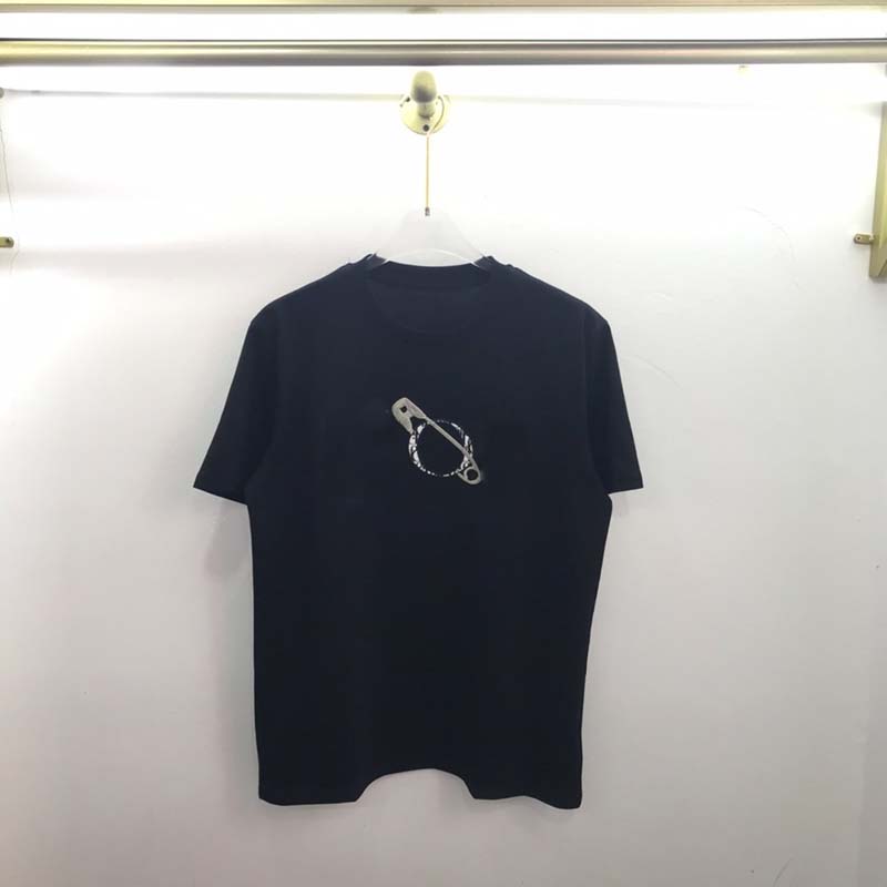 

21ss mens Tee t shirts Connect letter Tee Pin embroidery men clothes short sleeve mens shirts tag letters polo New black white 02, White;black