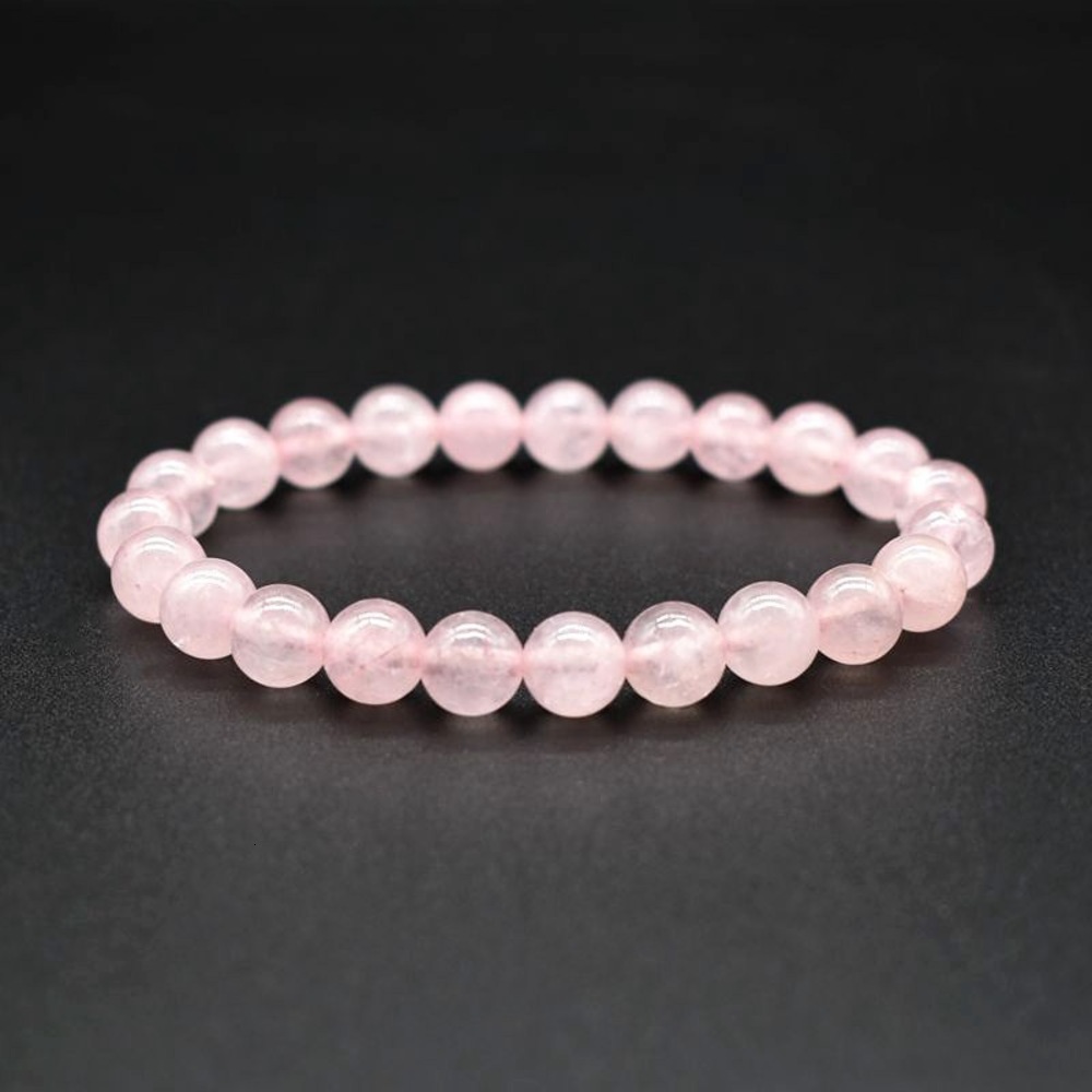 

6 8 10 mm Pink Rose powder Crystal quartz natural stone Bracelet Elastic pulse jewelry, Golden;silver