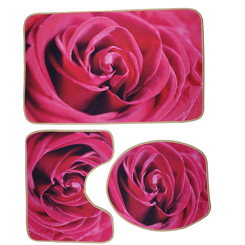 

Carpets Three-piece suit household bathroom bedroom non-slip mat indoor outdoor solid door mat printing corridor floor mat welcome carpet, Red