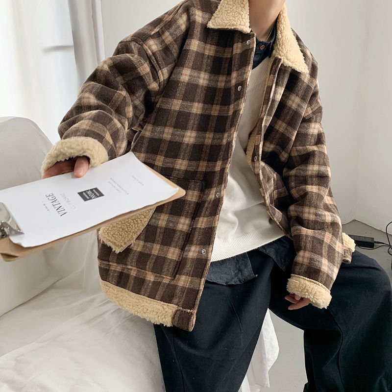 

2021 New Male Oversized Style Thicken Trench Coats Wool Lambs Loose Cotton-padded Clothing in Hot Parkas Big M-4xl Jackets 6vf2, Gray.