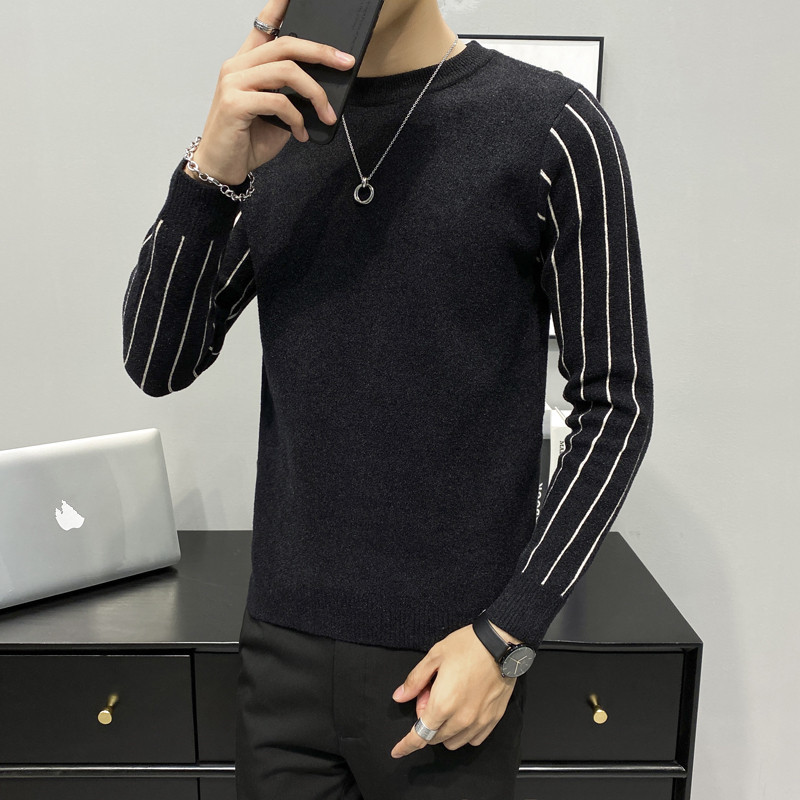 

2021 New Pullover Mens Round Neck Sweater Slim Fit Knittwear Sweaters Men Fashion Patchwork Youthful Vitality Pullovers 5i4h, Khaki