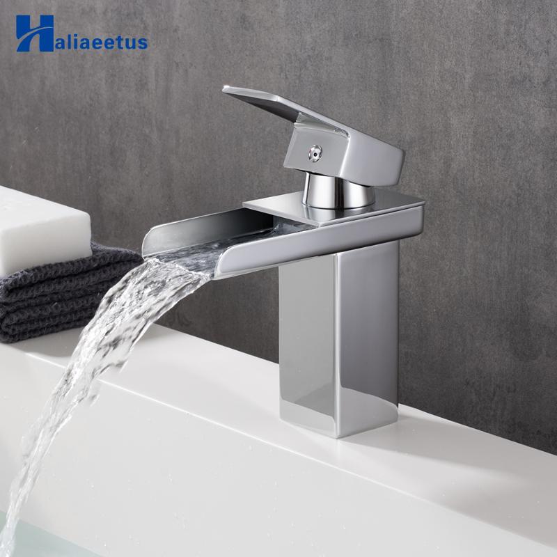 

Bathroom Sink Faucets Waterfall Faucet Chrome Basin Mixer Tap Deck Mounted