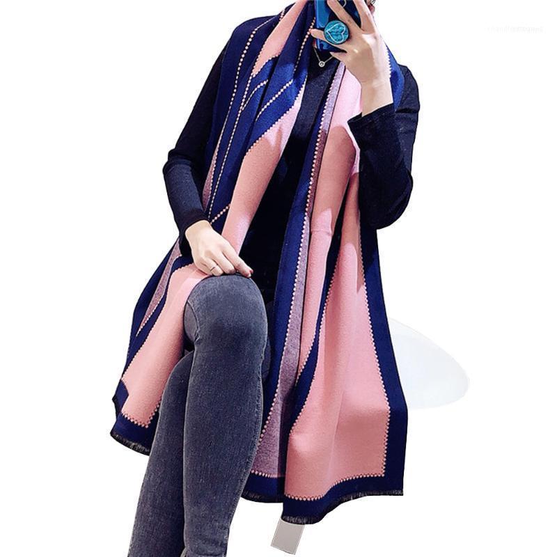 

Scarves Double-Faced Winter Women Cashmere Scarf Shrugs Large Warm Geometric Jacquard Shawl Wraps Encharpe Femme Hiver Sjaal1