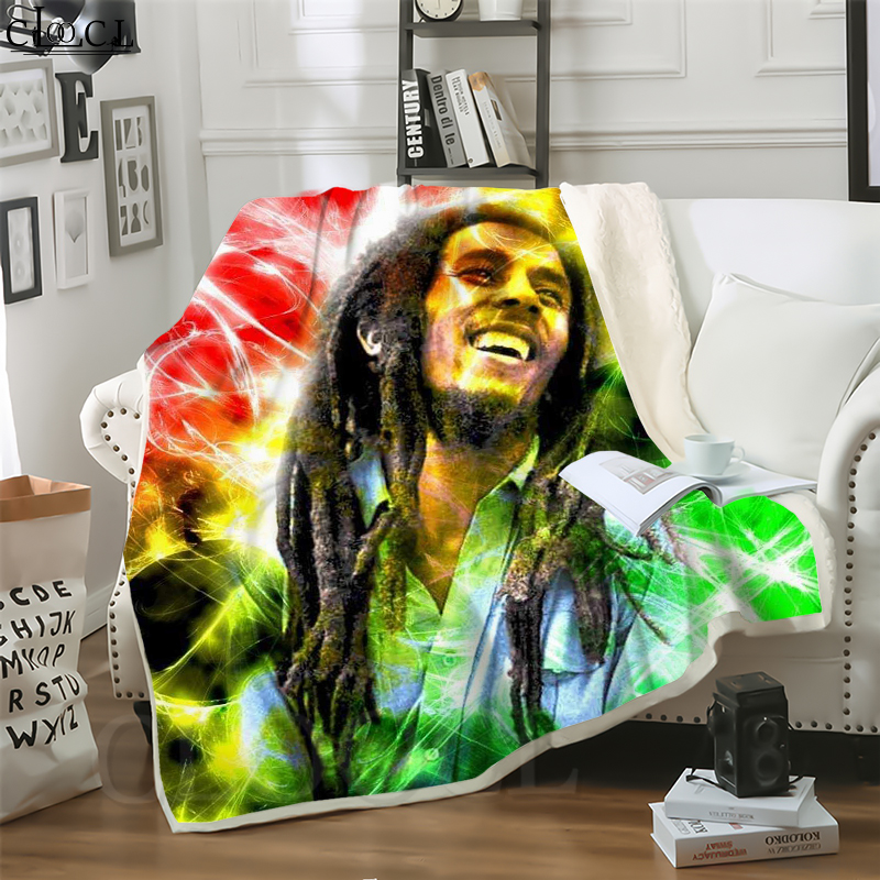 

CLOOCL Reggae Legendary Singer Bob Marley 3D Print Hip-hop Style Air Conditioning Blanket Teens Bedding Throw Blanket Plush Quilt