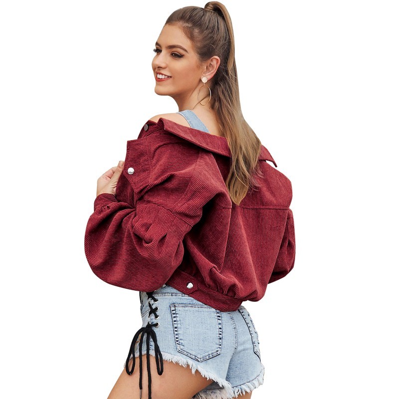 

2021 New Autumn Winter Short Jacket Women Turn-down Collar Long Sleeve Plus Size Fashion Vintage Coat Female Harajuku Coats and Jackets Ixik, Brown