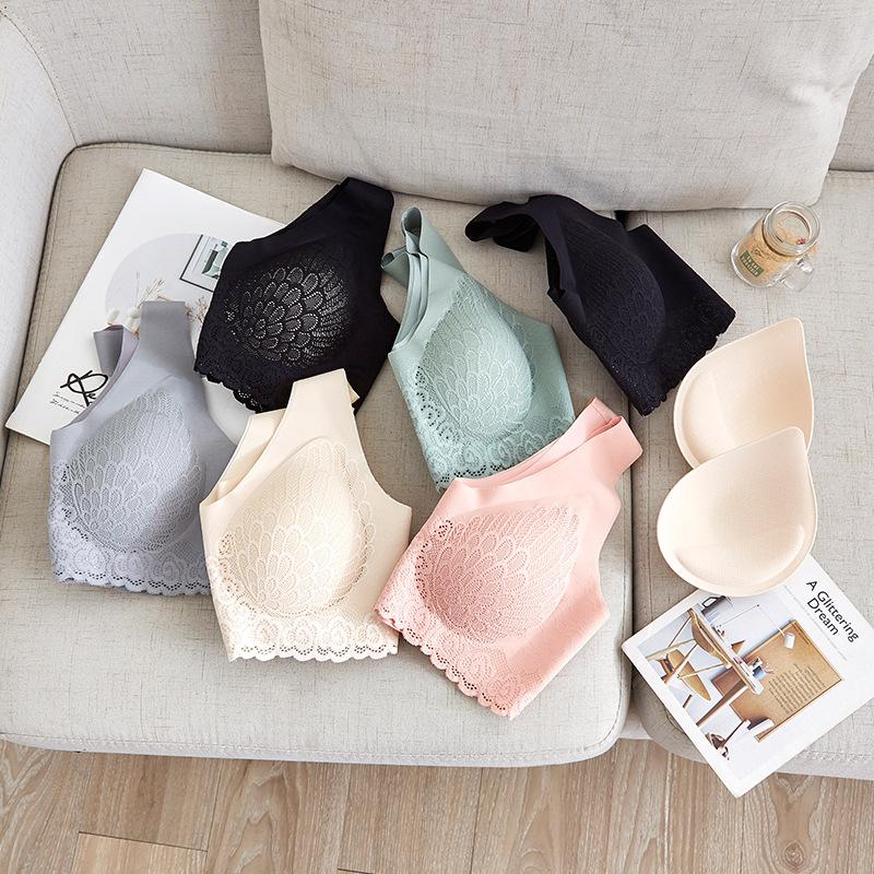 

Yoga Outfit Bras For Women Plus Size Seamless No Rim Push Up Bra Sexy Underwear Backless Bralette Ultra Thin Latex Breathable Female