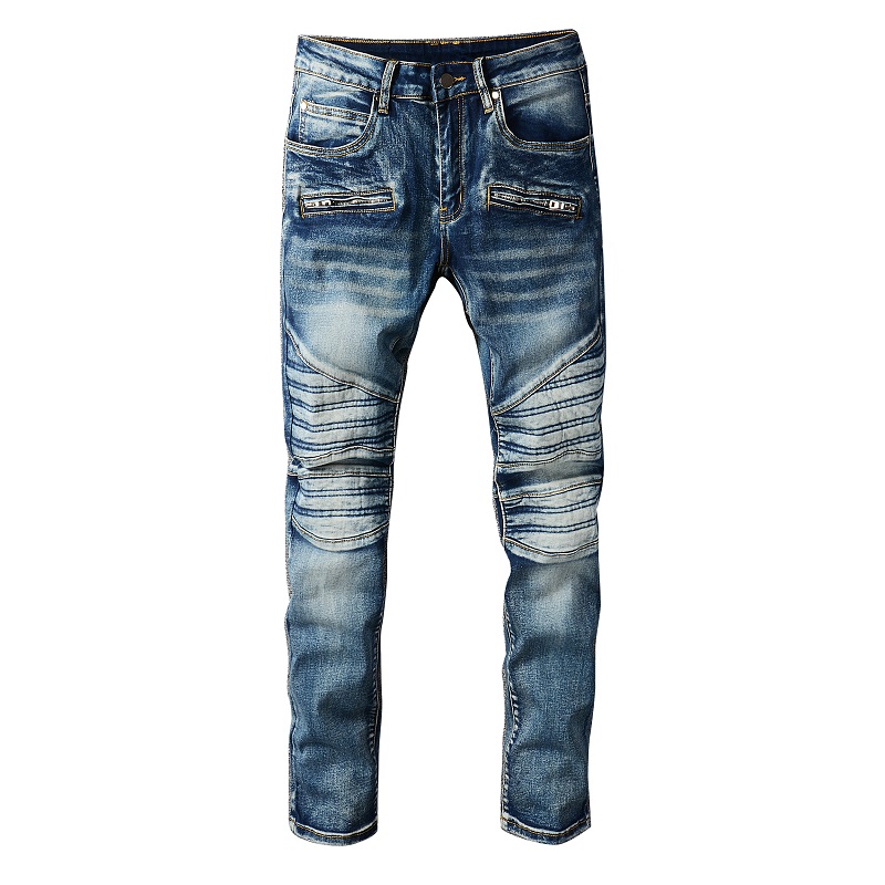 

Top Luxurys Designers Men Jeans Fashion Personality Cool Casual Ripped Holes Pop Man Jean Washable High Quality Pocket Street Wear Zipper Rock Rival Trousers, Blue #677