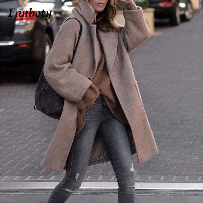 

Women' Wool & Blends Elegant Tweed Lapel Long Loose Retro Jacket Winter Office Sleeve Fashion Outerwear Autumn Women Casual Single Breasted, 02 green