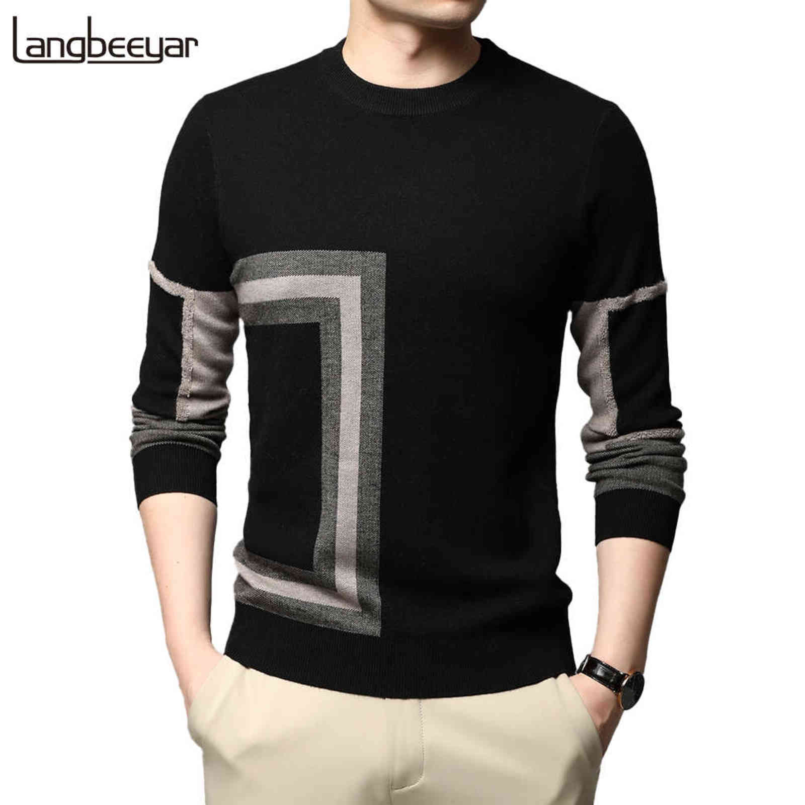 Fashion High End Designer Brand Mens Hommes Homme Pull Pull Pull Pull Col Couture Autum Hiver Casual Jumper Mens Vêtements 211123