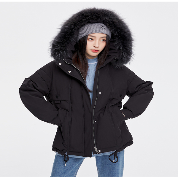 

Autumn and winter fashion down jacket warm temperament of long coat with large fur collar, Picture color