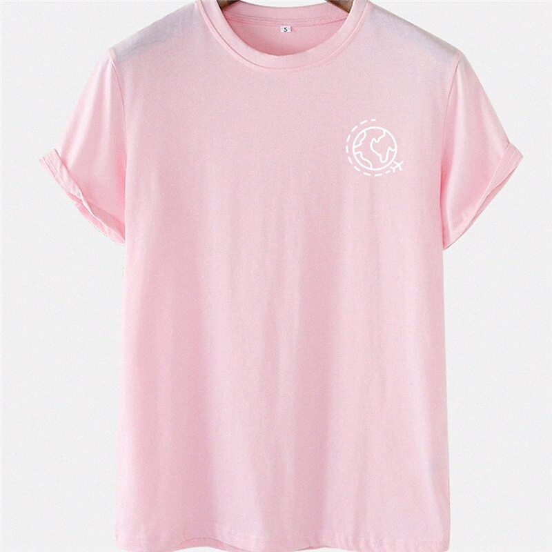 Men's Unisex Tee T shirt Hot Stamping Map Plus Size Crew Neck Casual Daily Short Sleeve Tops Basic Designer Big and Tall Black Pink Light Gr
