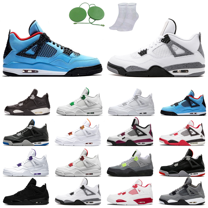 

4s man basketball shoes cool fashion color Black Cat court Sports University Red Neon bred Alternate Motorsport orange metallic dark White Cement Grey Fire oreo Pine