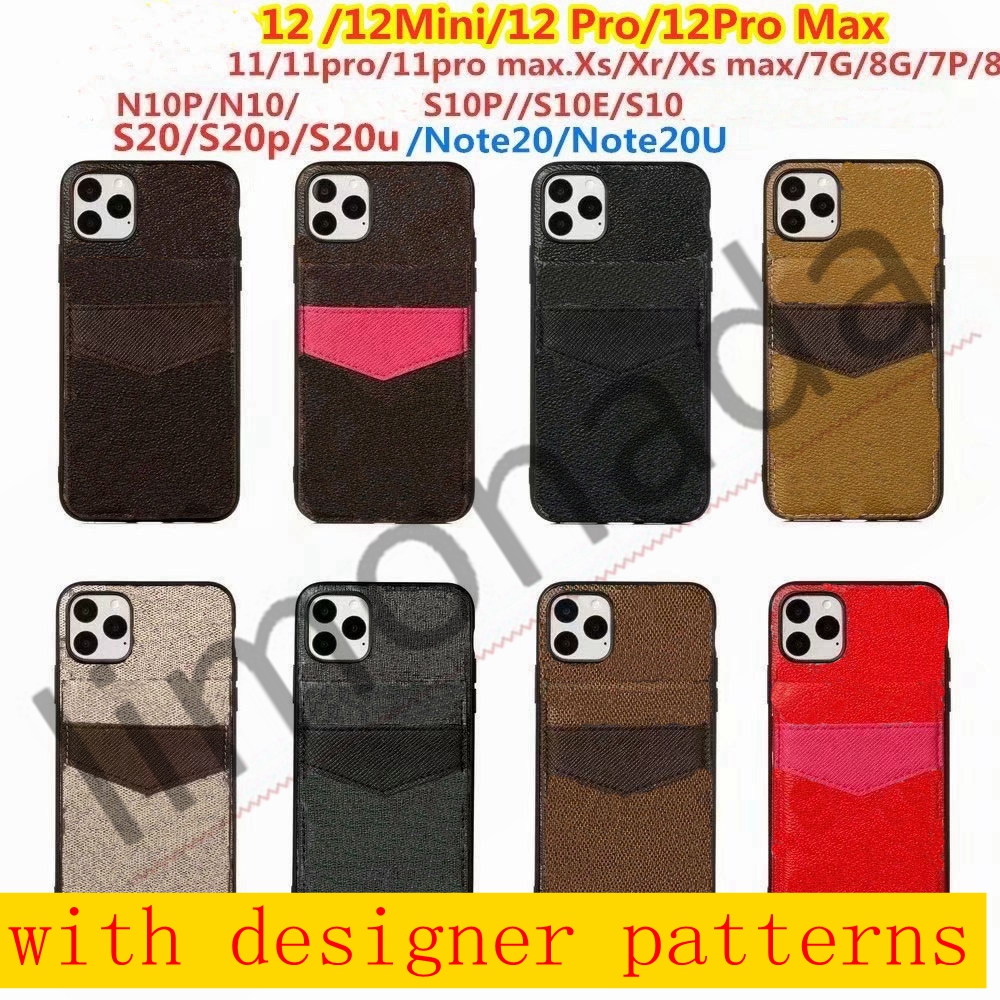 

L designer fashion Phone Cases for iPhone 13 pro max 11 11pro 12mini X XS XSMAX XR leather Case Samsung S10 S20 S20P S20U NOTE 10 10P heard cover S20 ultra L01, Brown flower