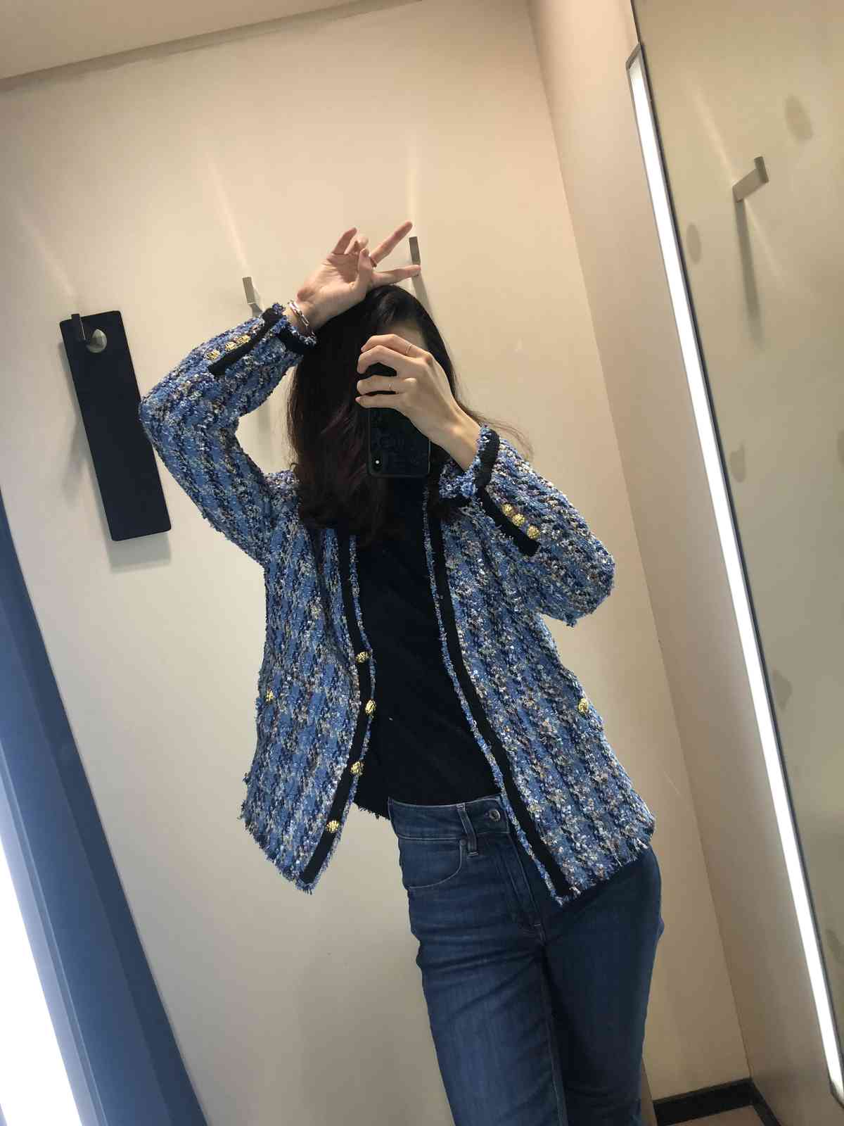 

Women's Trench Coats Za 1:1 female Autumn tweed coat femme thick blue released oversize jacket outwear TXEY, 1# shoe box