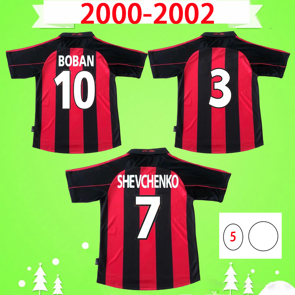

League 2000 2002 Cup Retro soccer jersey vintage football shirt home away 00 02 classic ac Maglia da calcio MALDINI SHEVCHENKO BOBAN MILAN