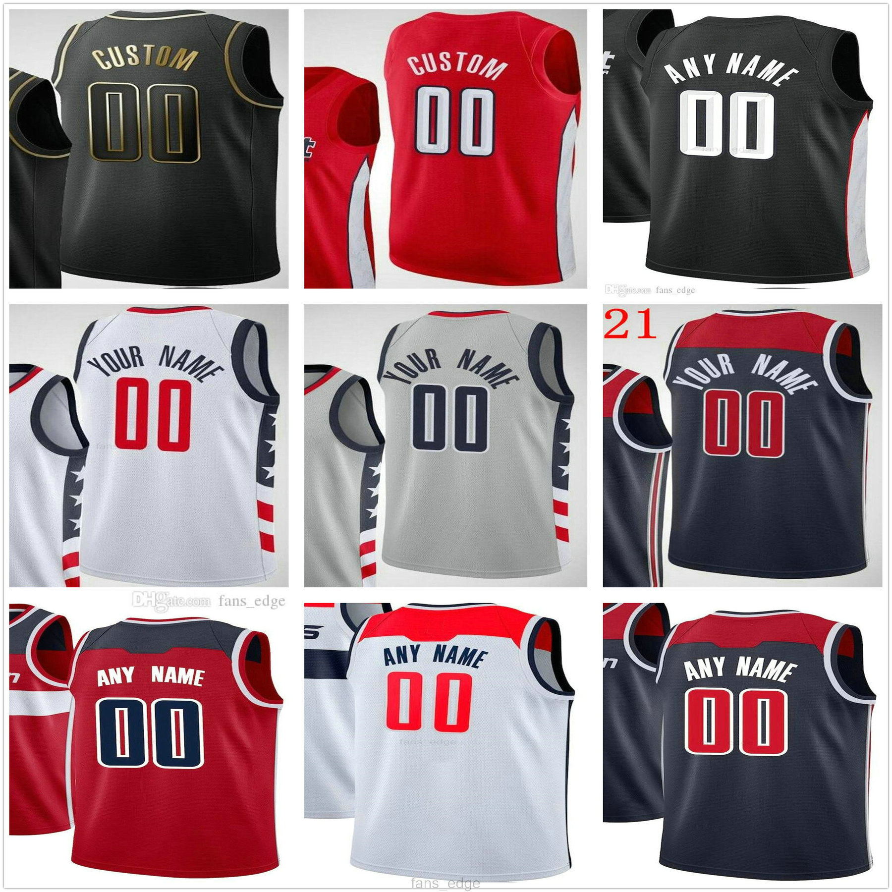 

Custom Printed Washington Russell Bradley Westbrook Beal Wizards Rui Hachimura Davis Bertans 9 Deni Avdija Men Woman Kids Basketball Jerseys, Black;red