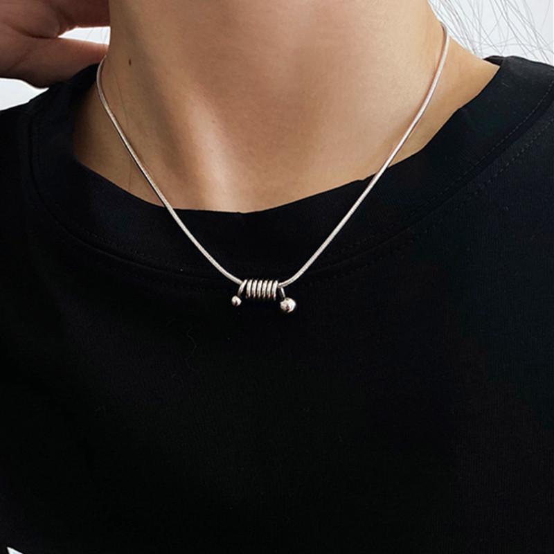 

Chains Simple Design Geometric Spring Necklace Women Fashion Personality Titanium Steel, Silver