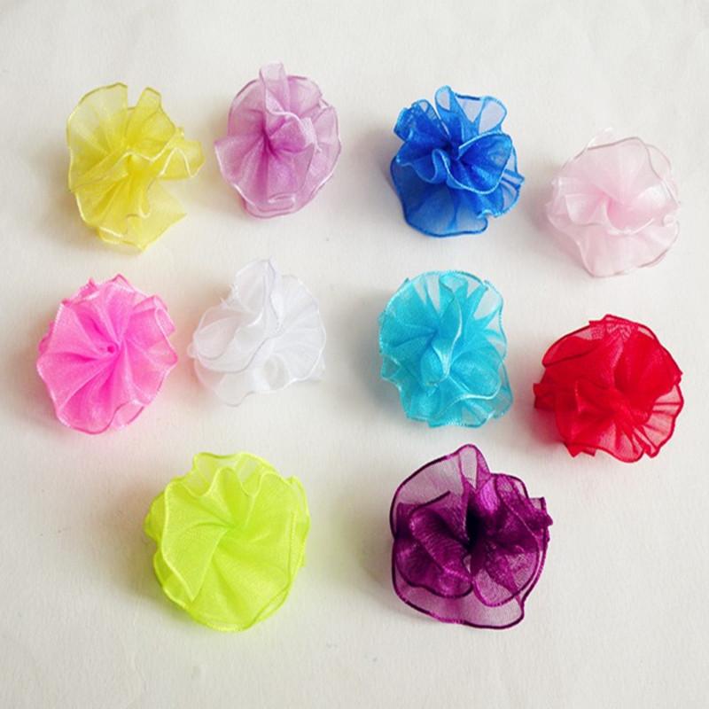 

Dog Apparel 100PC/Lot Candy Color Hair Bows Gauze Flower Puffs Dogs Accessories Pet Grooming Supplies Gift, Mix colors