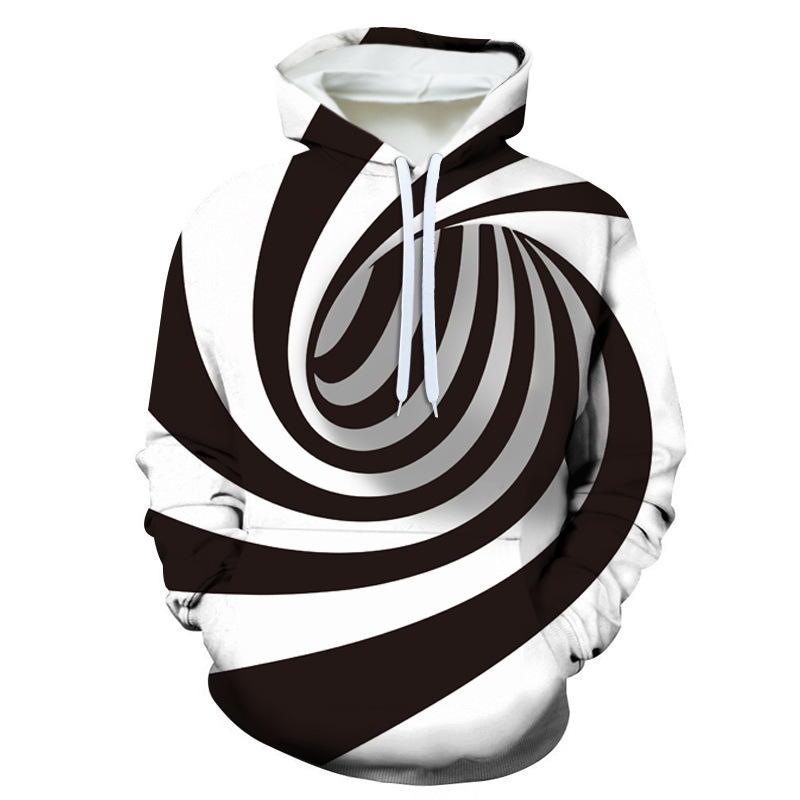 

Men's Hoodies & Sweatshirts Rocaille Optical Style Mens 3D Spiral Printing Solid Color Hoodie Autumn And Winter Casual Oversized Cotton