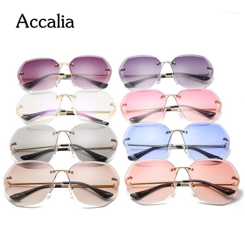 

Sunglasses Accalia 2021 Pink Metal Goggle Rimless Women Ocean Lens Classic Brand Designer Men/Women Sun Glasses UV400 Box1
