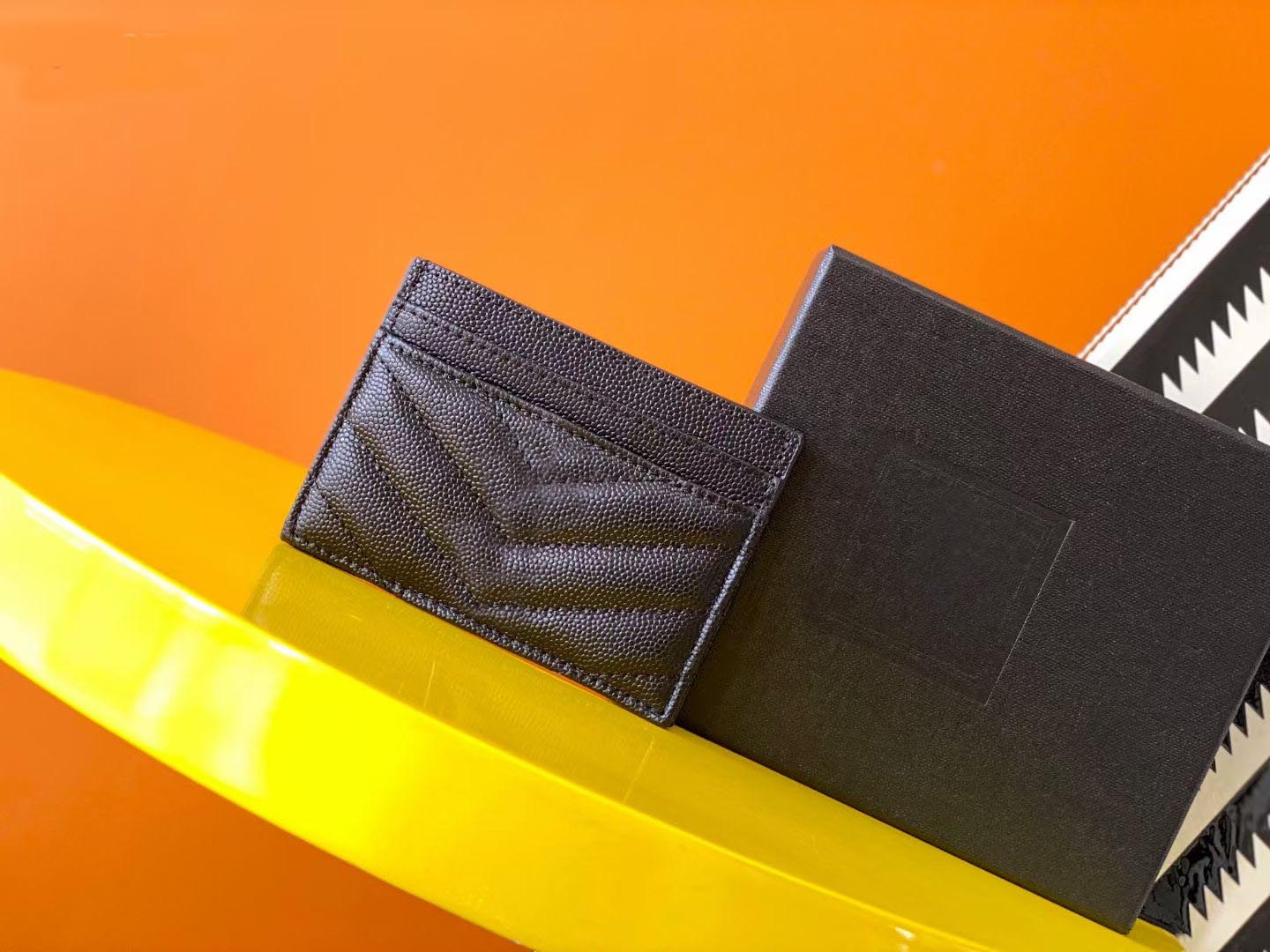 

New Fashion Designer Card Holder Women Luxurys Top Quality Genuine Leather Coin Purse Classic Mini Bag 10cm With Box 188, Black + black buckle