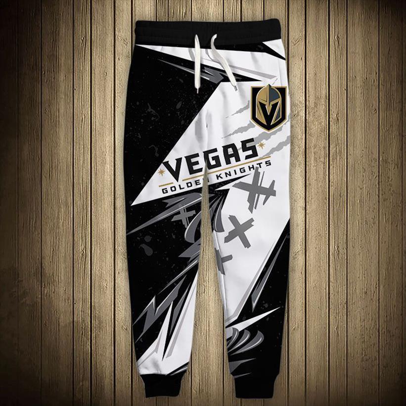 Vegas Casual Golden Knights Sports Women Pants Black And White Stitching Graffiti Helmet Printing Sweatpants