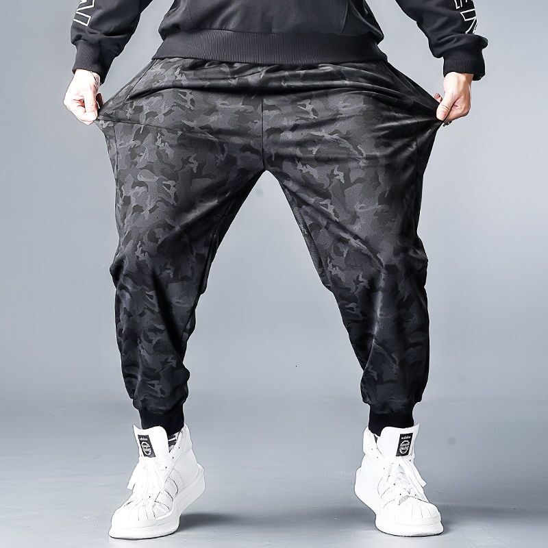 

2021 New Casual Male Camo Hip Hop Harem Men Camouflage Beam Sweatpants Plus Size 5xl Streetwear Loose Pants W3rj, Black