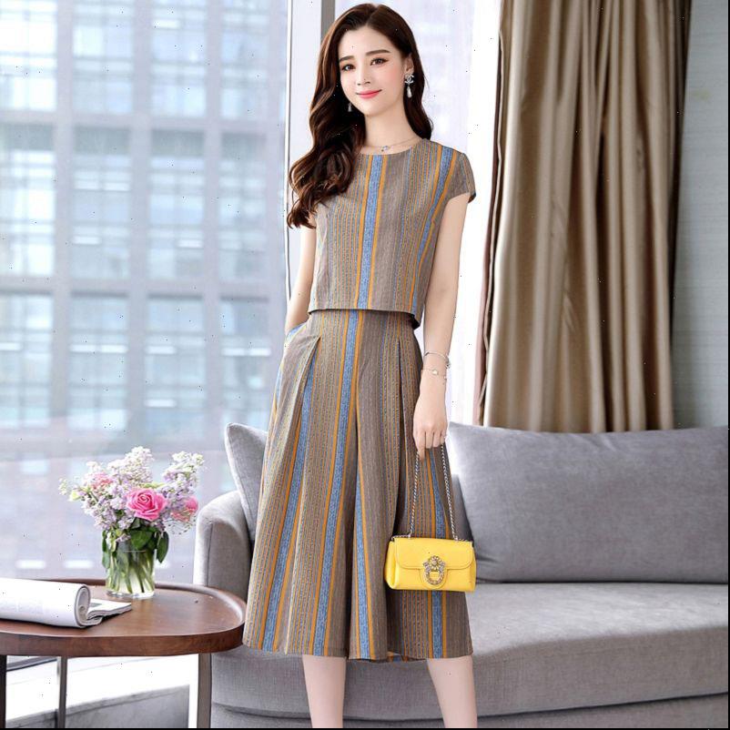 

summer sets short sleeve womens dresses t shirt and wide leg pants female, White