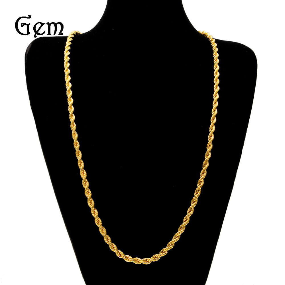 

Gold plated necklace 6mm thick twist chain for men and women