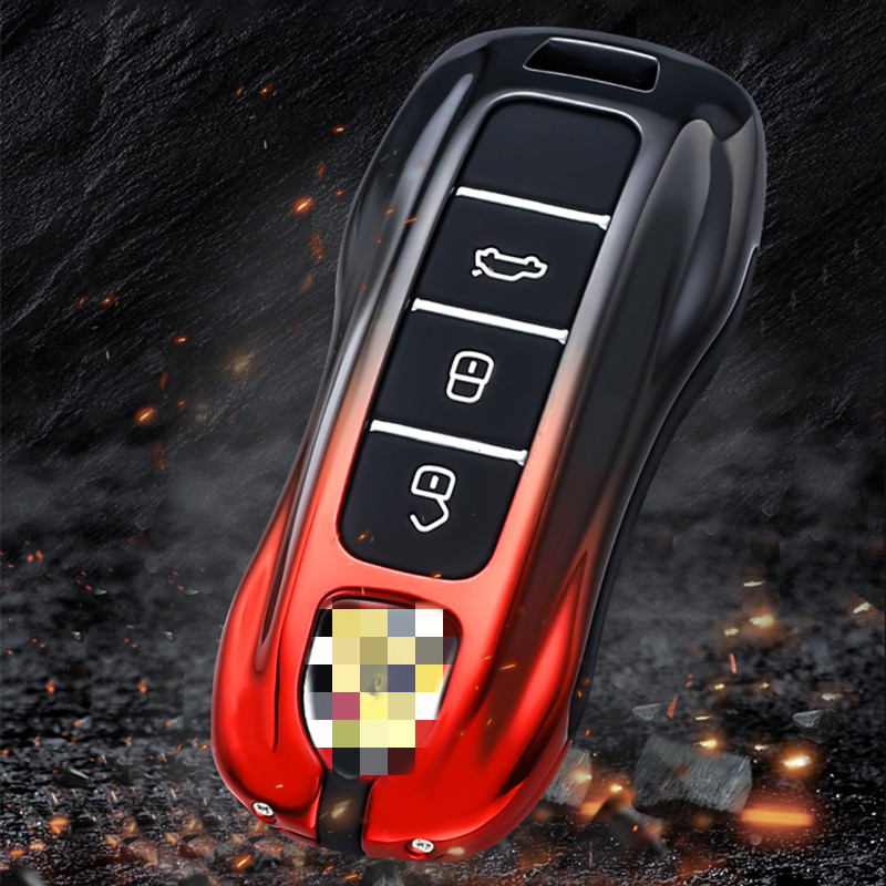 

For Porsche Cayenne macan panamera 718 911 all-inclusive special key cover metal remote protective case, Black