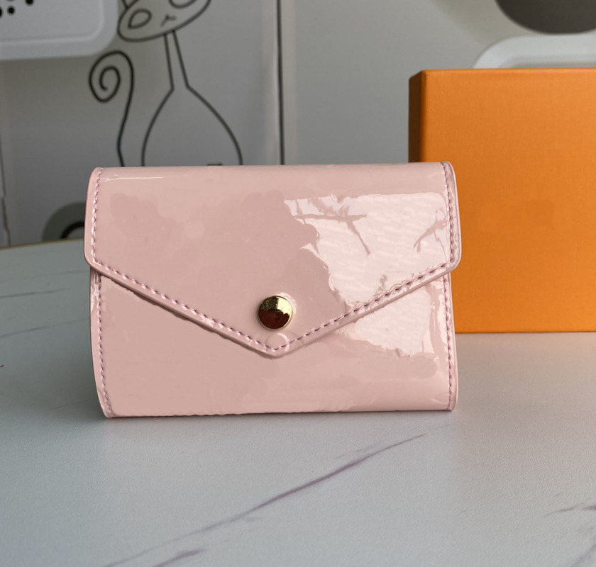 

2021 new style female designer ladies coin purse ladies Empreinte patent leather short wallet wallet credit card holder bag box, 4#41938