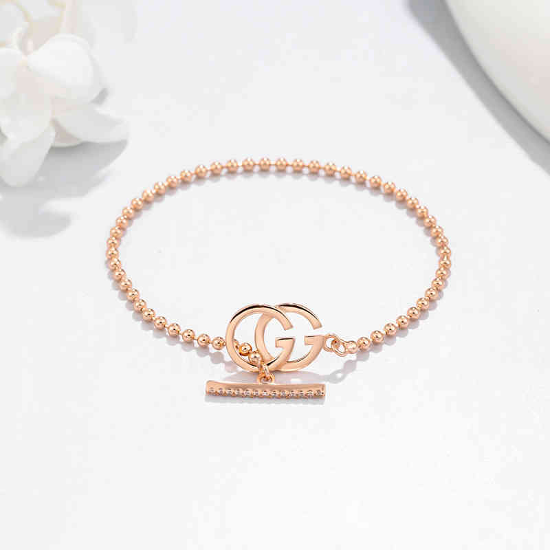 

Gujia S925 Sterling Silver Double g Bead Bracelet, Black