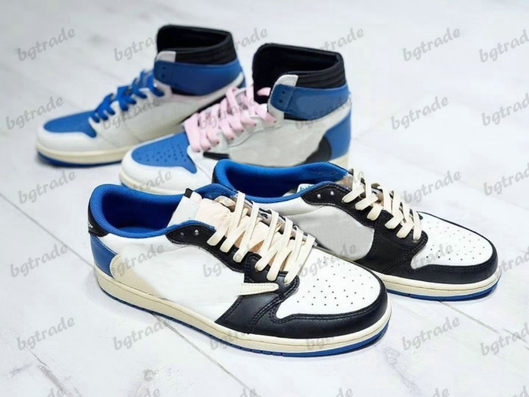 

1 High Low Military Blue Jumpman Fragment Design Travis TS Designer Basketball Shoes 1s Scotts Sports Sneakers
