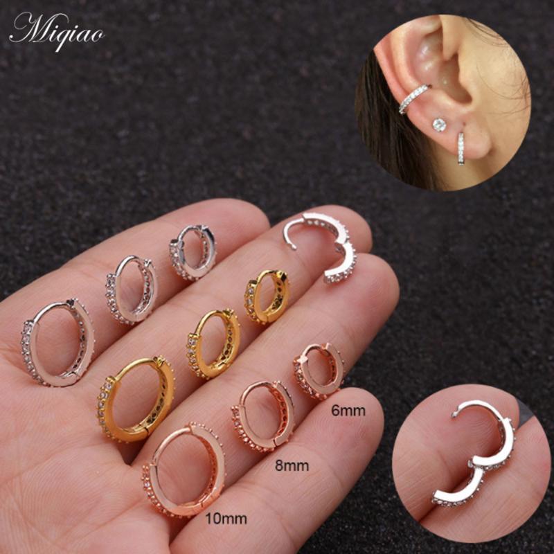 

Stud Miqiao 2pcs Creative Stainless Steel Zircon Round Earrings 6mm-10mm Exquisite Body Piercing Jewelry