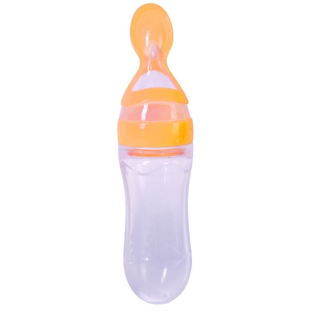 

Newborn Baby Squeezing Feeding Bottle Silicone Training Rice Spoon Infant Cereal Food Supplement Feeder Safe Tableware