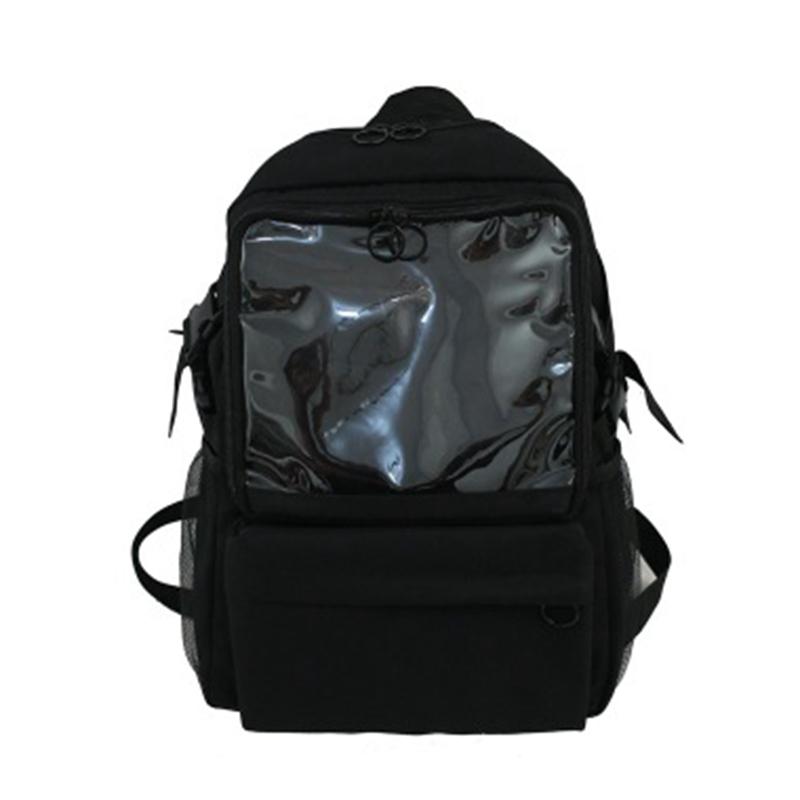 

Japanese Backpack Female Student Canvas Plain Bag School Bag Computer Travel Large Capacity Backpack, Black