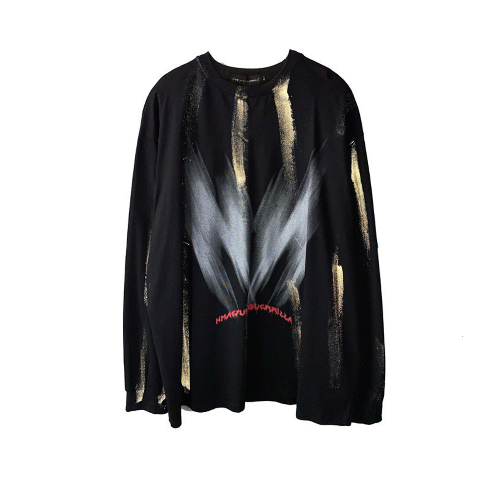 

Street splash paint reflective printing black oversize short sleeve men's hip hop loose high street T-shirt fashion