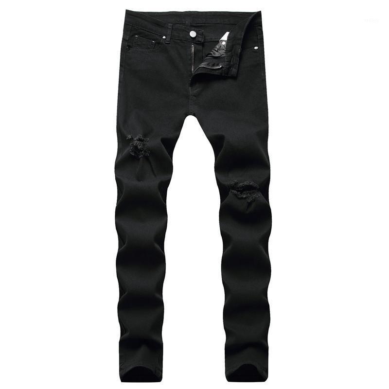 

Men's Jeans 2021 Men Stacked Ripped Male Black Denim Straight Leg Trousers Students Slim Fit Boyfriend Streetwear Quality Brand Pants