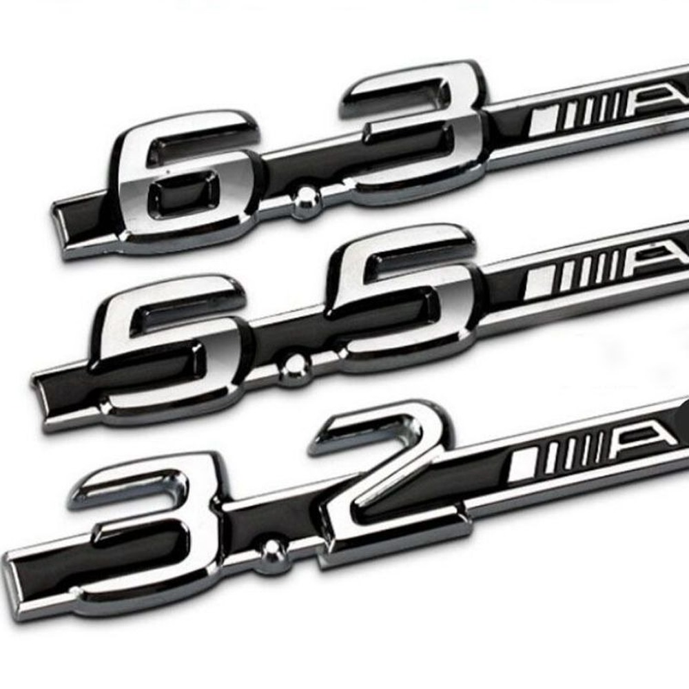 

3D Metal 5.5 6.3 3.2 6.5 Displacement Car Logo emblem badge C63 Modified AMG Car Logo tial decals Car Stickers Black