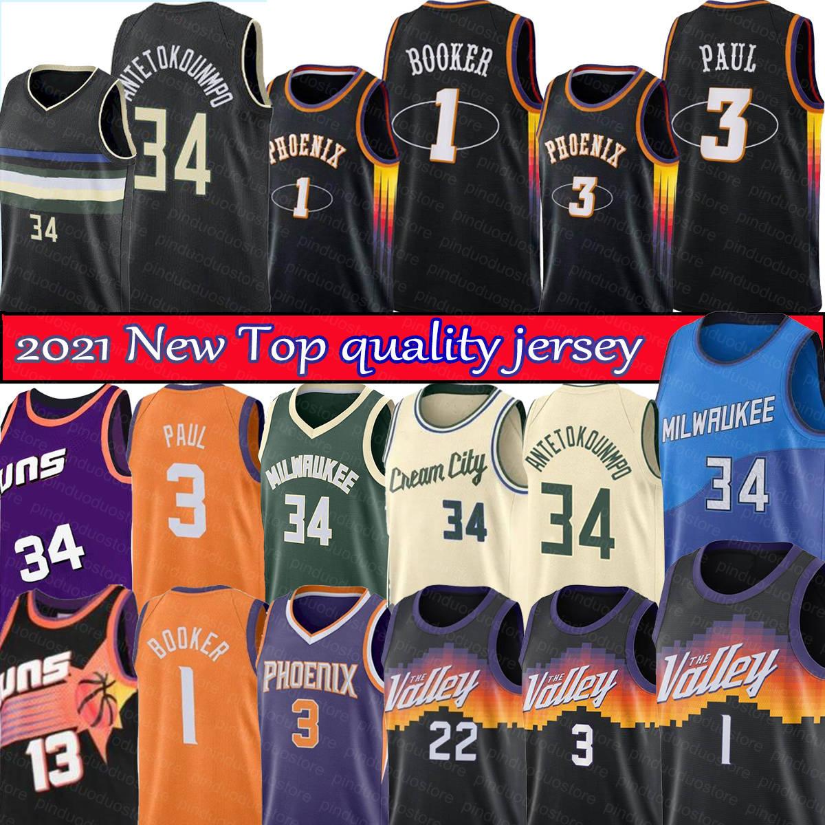 

Basketball Jersey Devin 1 Booker Chris 3 Paul Giannis 34 Antetokounmpo, Grey