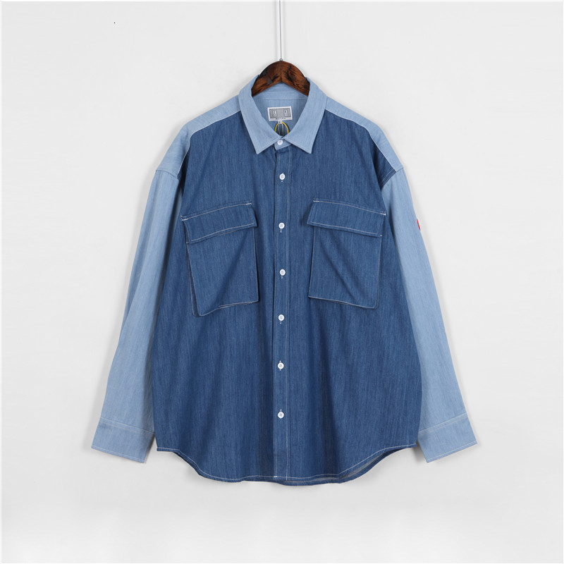 

2021 New Matching Two-bag Denim Men Women Hip-hop C. e Casual Loose Fashion Shirt W9h2, Blue2