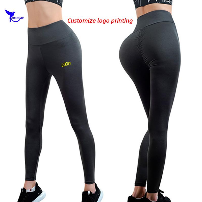 

Custom LOGO Seamless High Waist Yoga Pants Women Sexy Wrinkled Push Up Gym Fitness Leggings Quick Dry Stretch Running Tights, W953 dark green