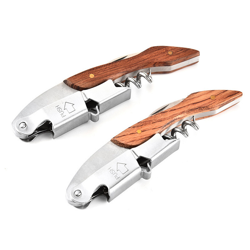 

openers multifunctional handle shrimp head color wood red haima knife beer high grade wine bottle opener