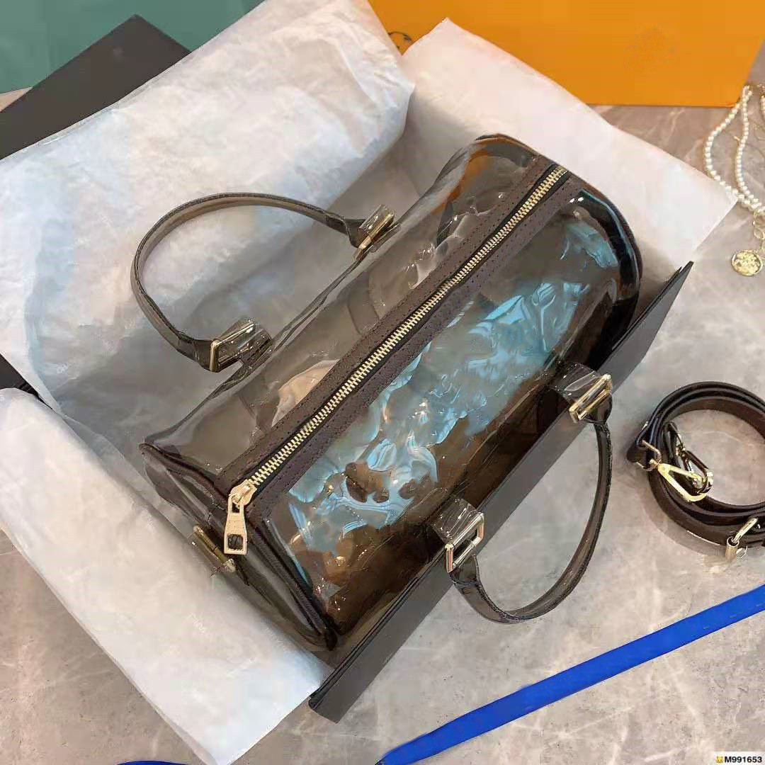 

Classic print jelly bag summer transparent women's handbag beach holiday high quality luxury pillow bags 30*21cm