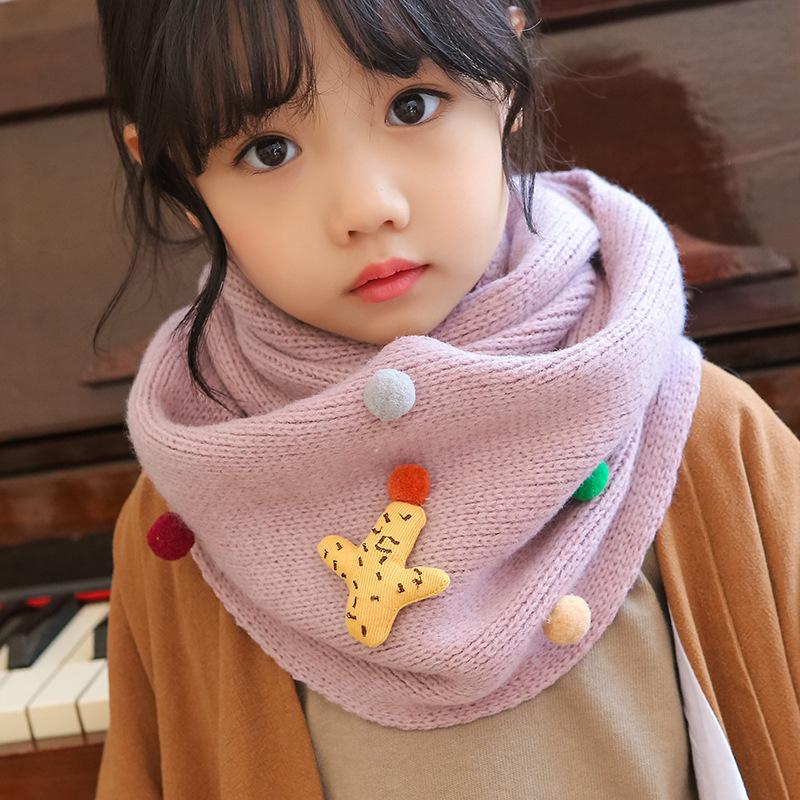

Scarves Korean Children's Scarf Boys Girls Snood Winter Wool Knit Collar Cute Cartoon Cactus Baby Bib Elastic Hedging Warm A187