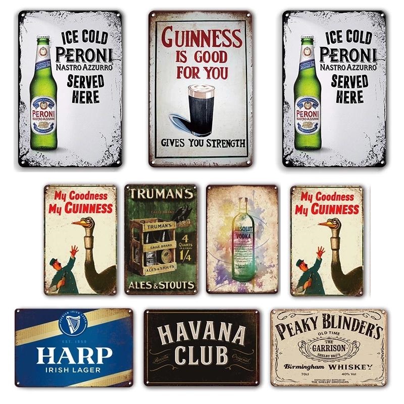 

2021 Bar Pub Wall Shelves Decorative Plaques Tin Sign Vintage Beer Brand Poster Metal Signs For Rustic Home Kitchen Living Room Pub Decor