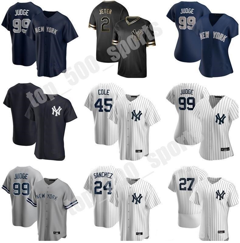 

Custom 2021 Men Women Youth Baseball 45 Gerrit Cole Jersey 2 Derek Jeter Gary Sanchez DJ LeMahieu Aaron Judge Gleyber Torres Stanton Yankees Good, Blue;black