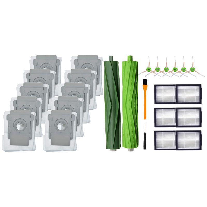 

2021 hot saleTOP!-10 Packs Vacuum Bags for IRobot Roomba I7 I7+/Plus S9+ (9550) & 1set Roll Brush Side Brush Filter